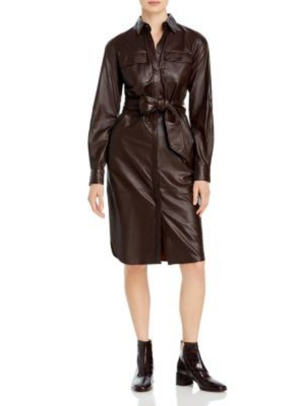 Ralph Lauren leather shirtdress brown SZ 8 NWT